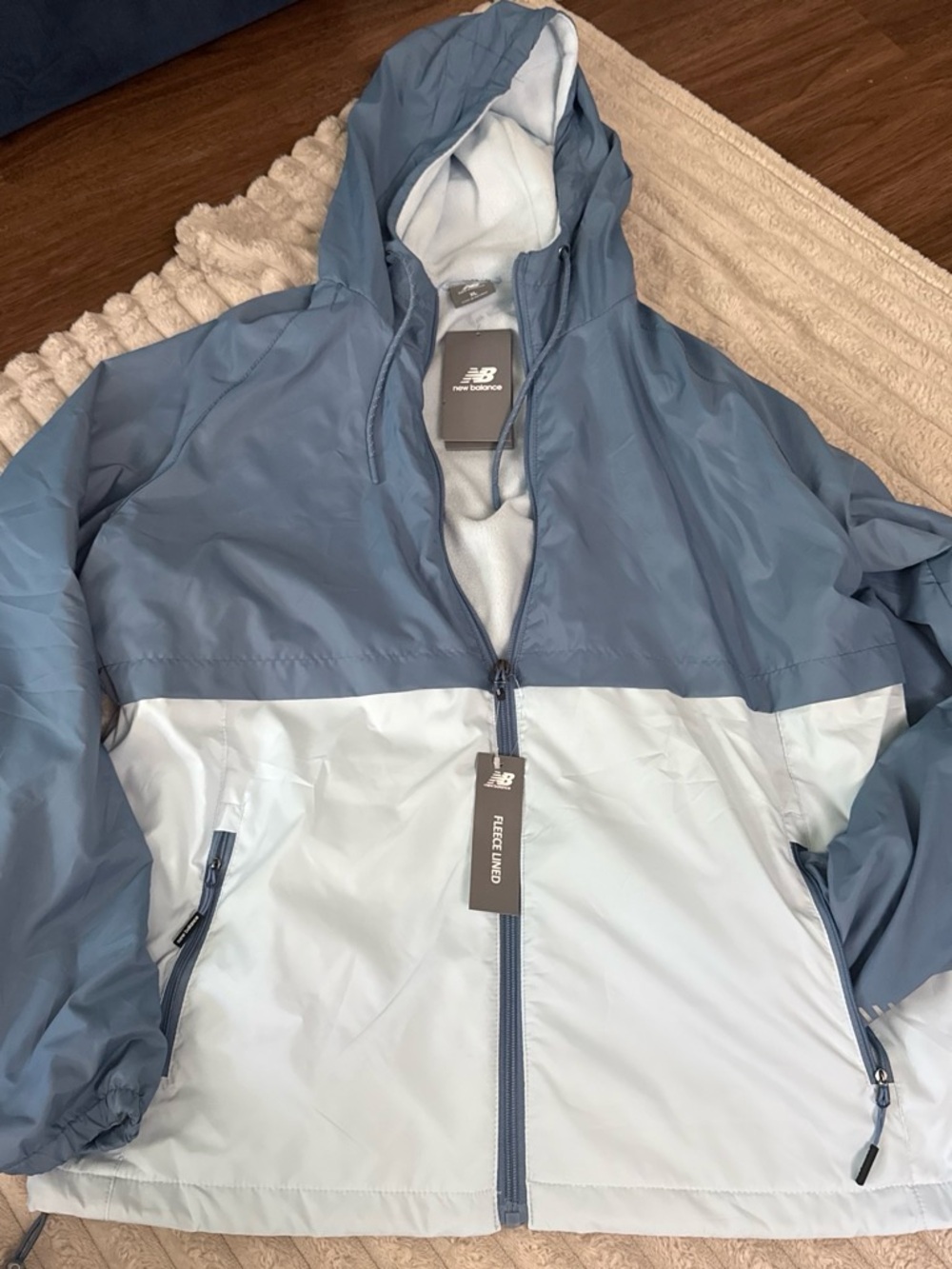 New Balance Men's Two-Tone Slate and Pale Blue Hooded Windbreaker